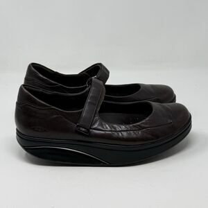 MBT Sirima Toning Walking Shoes Womens 8.5 Brown Leather Mary Jane Wedge Comfort